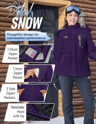 MAGCOMSEN Winter Coats for Women Ski Jackets Snow Waterproof Warm Rain Coat