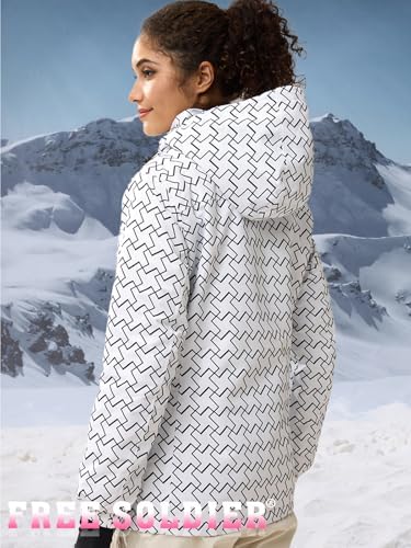 FREE SOLDIER Women's Waterproof Ski Snow Jacket Warm Fleece Lined Winter Rain Jacket with Hood Fully Taped Seams