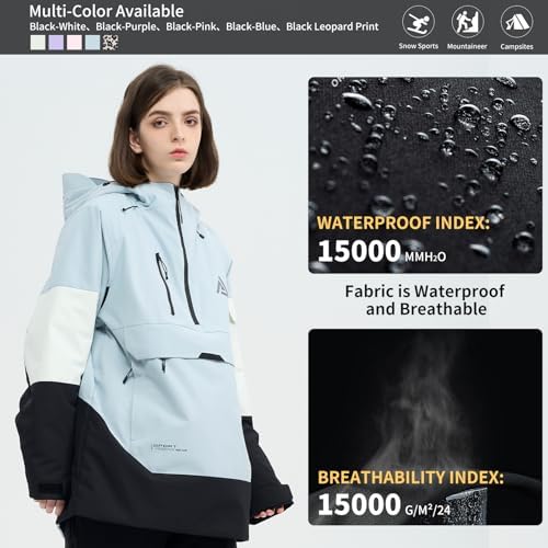 Womens Mens Snowboard jacket Baggy Ski Pullover Hoodie