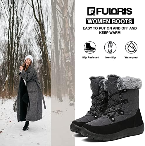 Women's Waterproof Winter Snow Boots Warm Insulation Outdoor Cold Weather Boot for Women Lightweight Fur Lined Non Slip