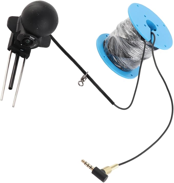 Underwater Fishing Camera with 65ft Cable – CVBS Format HD Transmission, 3.5mm Plug for Boat Fish Finders