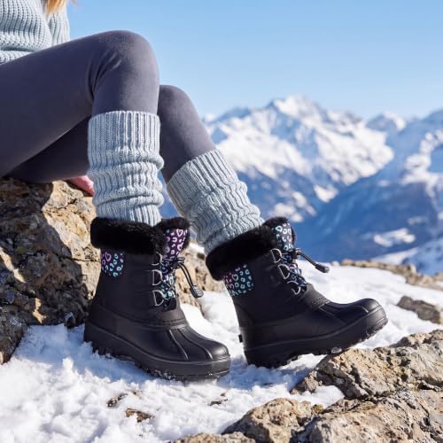 Stelle Girls Snow Boots with Faux Fur Collar Kids Winter Warm Boot