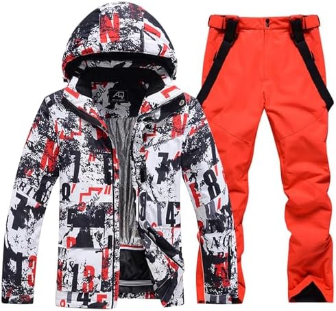 Men's Jacket and Pants Set Insulated Waterproof Waterproof Snowboard Snowsuits for Snow Sport