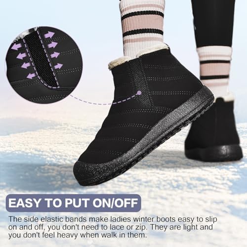 ZEENXIUYA Womens Snow Boots Comfortable Warm Fur Lined Winter Waterproof Flat Lace-Up Ankle Boots Outdoor Winter Booties
