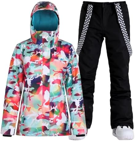 GSOU SNOW Womens Ski Jacket and Pants Set Snowsuits Snow Pants Insulated