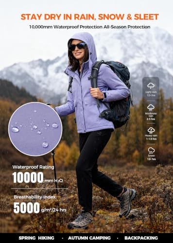 wantdo Women's Waterproof Ski Jacket Warm Fleece Lined Snow Winter Coat
