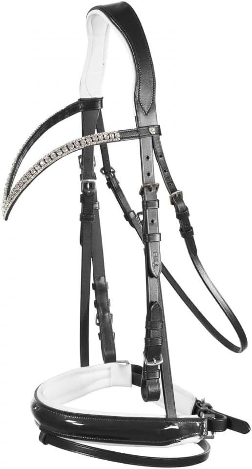 HORZE Grayson Classic Leather Ergonomic Snaffle Dressage Bridle with Detachable Flash