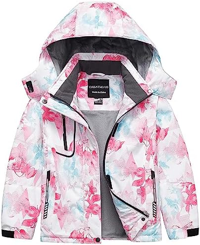 Girl's Waterproof Ski Jacket Warm Winter Snow Coat Windproof Snowboarding Rain Jacket