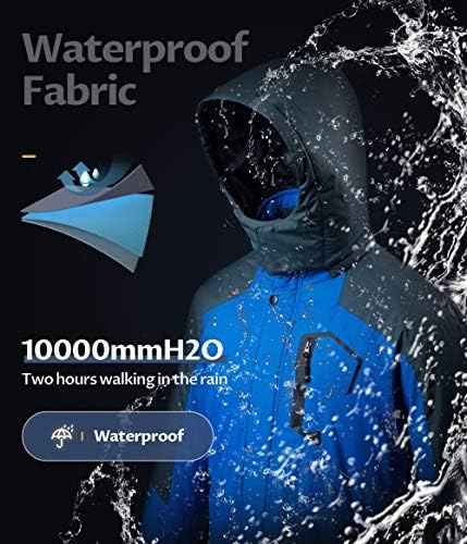 Men's Mountain Waterproof Ski Jacket - Windproof Snowboarding Warm Winter Coat Raincoat