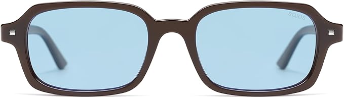 SOJOS Trendy Rectangle Polarized Sunglasses Womens Mens, Small Retro Fashion Thin Slim Square Sunnies SJ2610