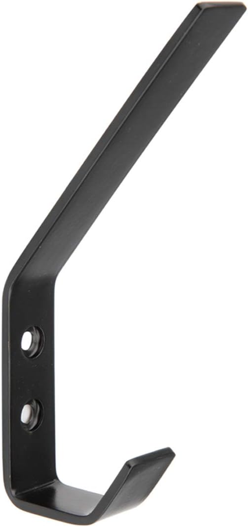 Amazon Basics Wall Mounted Modern Metal Drywall Coat Hooks - Flat Black, 5-Pack | Modern, Drywall