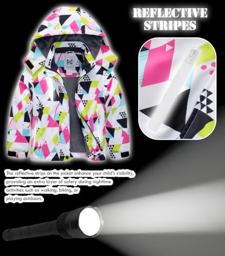 KVE Girls' Ski Jacket Waterproof Hooded Insulated Winter Coat