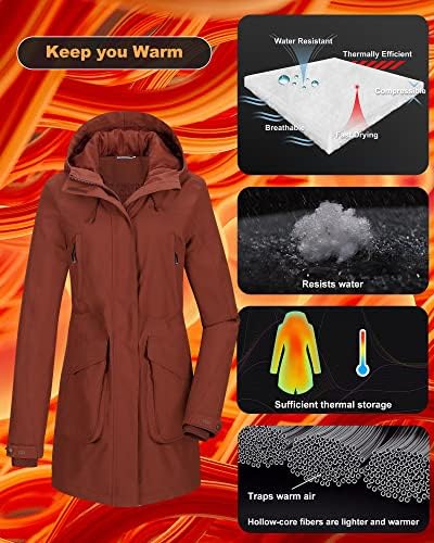 33,000ft Women's Waterproof Winter Coat Long Insulated Jacket with hood