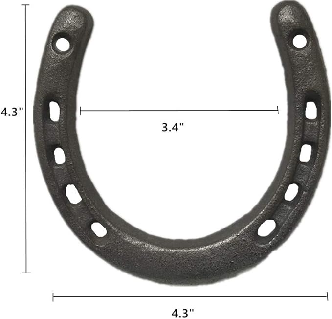 YFUG GO Cast Iron Horseshoe Wall Decor, Medium Horseshoe Durable Cast Iron 5 Holes On Each Side for Indoor Or Outdoor(1 pack)…
