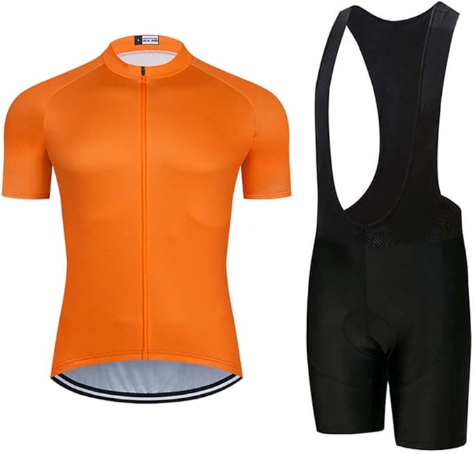 Men's Quick-Dry Cycling Jersey Set Road Bike Bicycle Shirt + Bib Shorts with 9D Gel Pad MTB Riding Clothing Kit