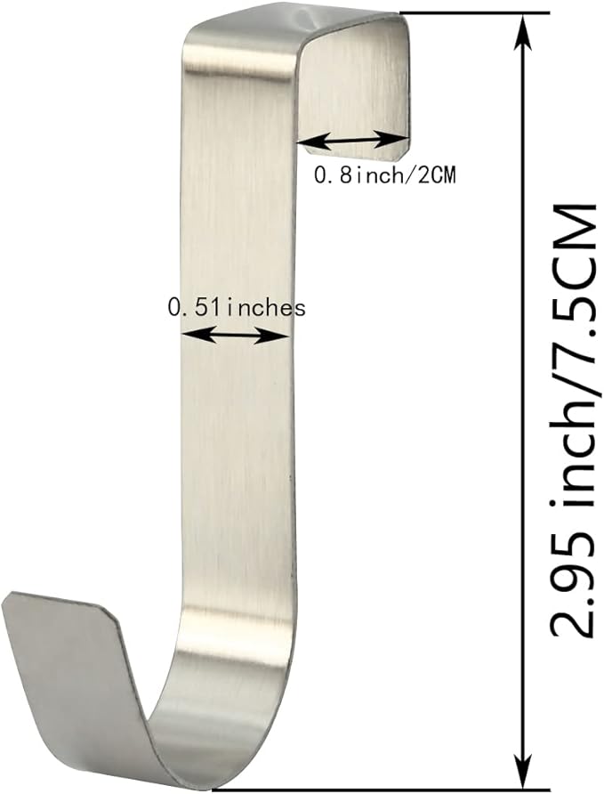 eywlwaar Over The Cabinet Door Single Hooks 5 Pack (Silver)