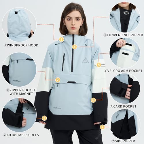 Womens Mens Snowboard jacket Baggy Ski Pullover Hoodie