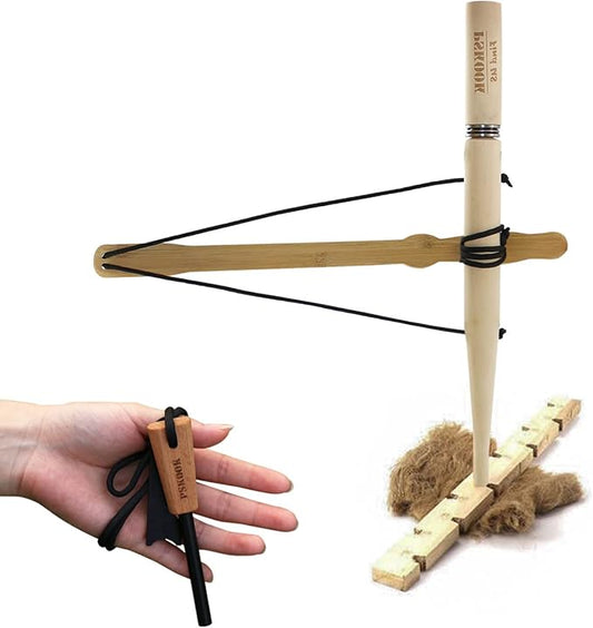 PSKOOK 火おこし器 火起こしドリルキット 原始的な木材 サバイバル練習用摩擦式火おこしツール スカウト向け野外活動指導、野外訓練、初心者向けサバイバル