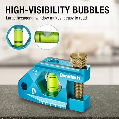 DURATECH 2.5-Inch Level, Magnetic Torpedo Level with 90° Bubbles, V-Groove