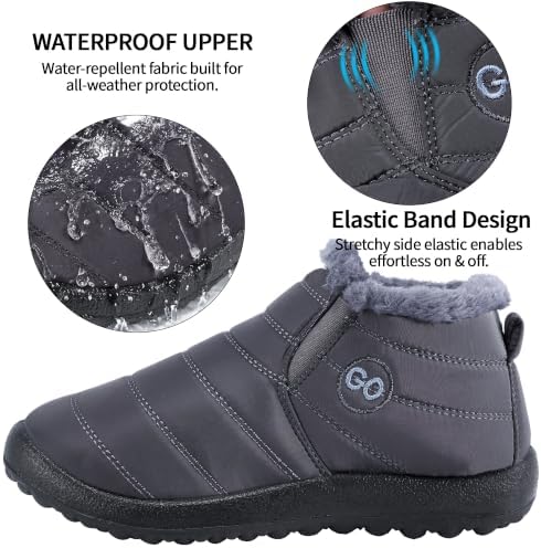 HARENCE Snow Boots for Women Winter Boot with Comfortable Warm Fur Lined Ankle Booties Outdoor Slip On Waterproof Short Boots