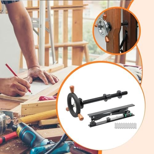 Bench Screw Leg Vise, Workbench Inertia Leg Clamps with Handwheel & Parallel X-Bracket, Stainless Steel Screws, Heavy Duty Woodworking Table Vise Clamps Set for DIY Accessories (Black)
