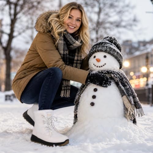 Women's Snow Ankle Boots Winter Lace-up Booties Warm Water Resistant 5.5-11