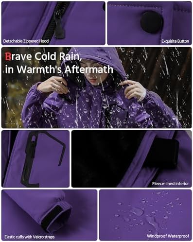 Wulcea Graphene Heated Jacket for Women Fur Lined with Large Capacity Battery Pack