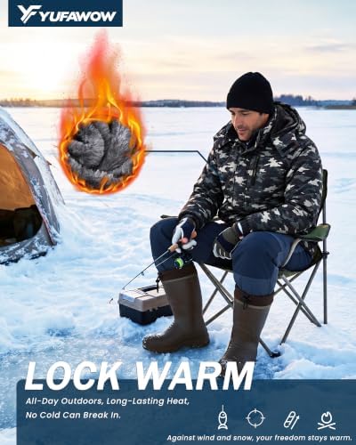 Yufawow Magnetic Placket No Fumbling Just Snap Men Winter Jacket Skiing Jacket Insulated Fleece Lined Waterproof Windbreaker for Snowboard Hiking Camping ATV Outdoor Work
