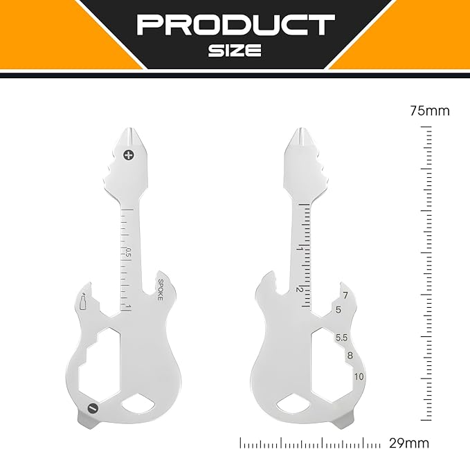 Father's Day Gifts for Dad from Daughter Son, Keychain Multi-tool 12 in 1 Pocket Gadgets Tools Bottle Opener Screwdriver, EDC Tool Key Ring Anniversary Birthday Gifts for Men Him (Guitar)