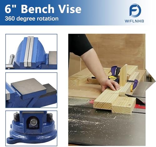 WFLNHB 6" Bench Vise Table Top Clamp Press Locking Swivel Base Heavy-Duty for Crafting Painting Sculpting Modeling Electronics Soldering Woodworking and Fishing Tackle