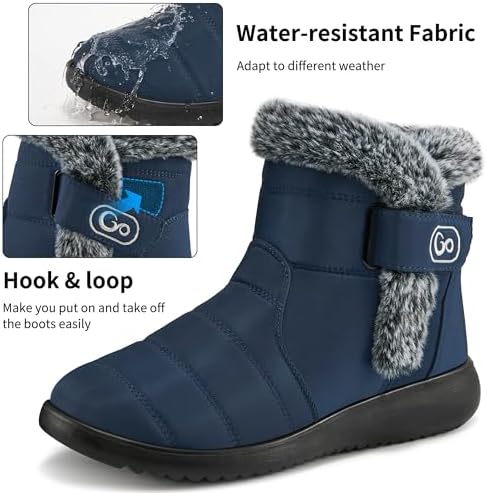 Winter Snow Boots for Women: Comfortable Warm Fur Lined Ankle Booties Non Slip Waterproof Boots for Outdoor Walking