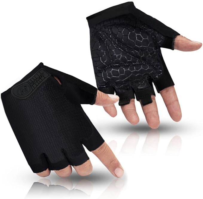 HuwaiH Bike Gloves for Men/Women, Cycling Gloves with Anti-Slip Shock-Absorbing Pad Half Finger Biking Bicycle Gloves