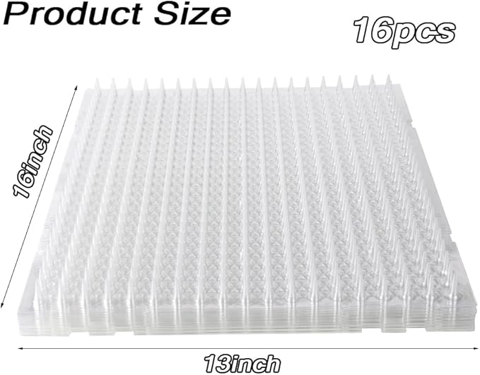 16" x 13" Cat Spike Mat Outdoor Indoor Cat Deterrent Scat Mat Keep Cats/Dogs Off Counter Pet Deterrent Training Mats Plastic Mats with Spikes (18.3 Sq.ft) (16)