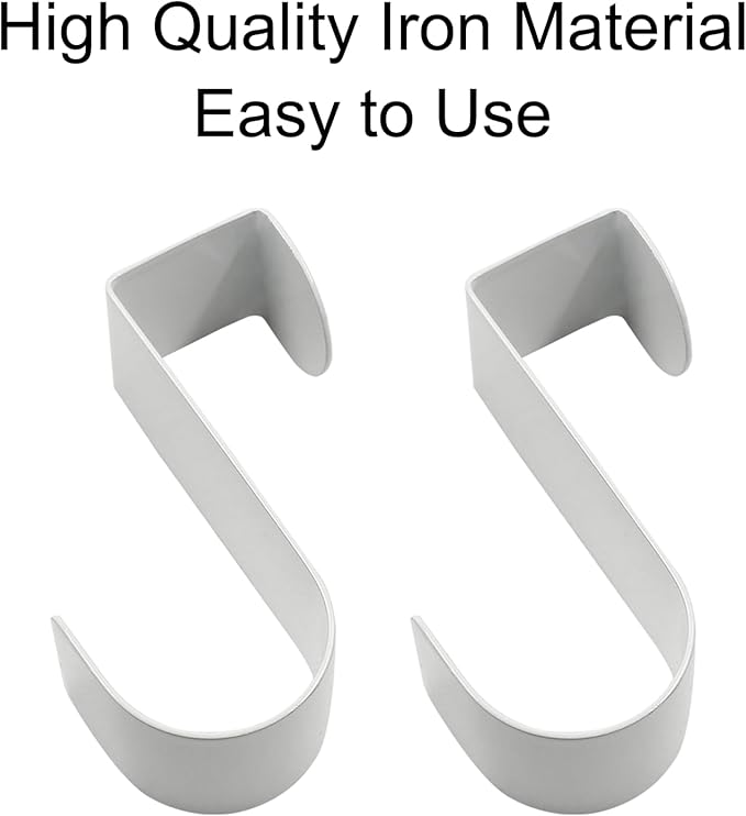 6 Pack Over The Cabinet Door Hook, Metal Single Over Door Hooks Hanger Hook for Hanging Stocking Clothes Towels (White)