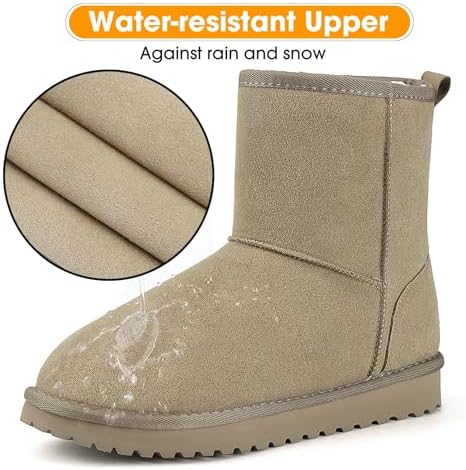 Mishansha Suede Winter Snow Boots for Women Warm Faux Fur Lined Waterproof