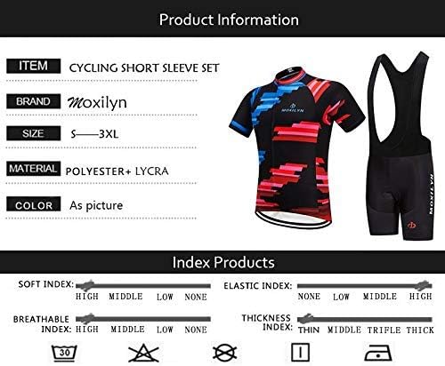 Men's Quick-Dry Cycling Jersey Set Road Bike Bicycle Shirt + Bib Shorts with 9D Gel Pad MTB Riding Clothing Kit