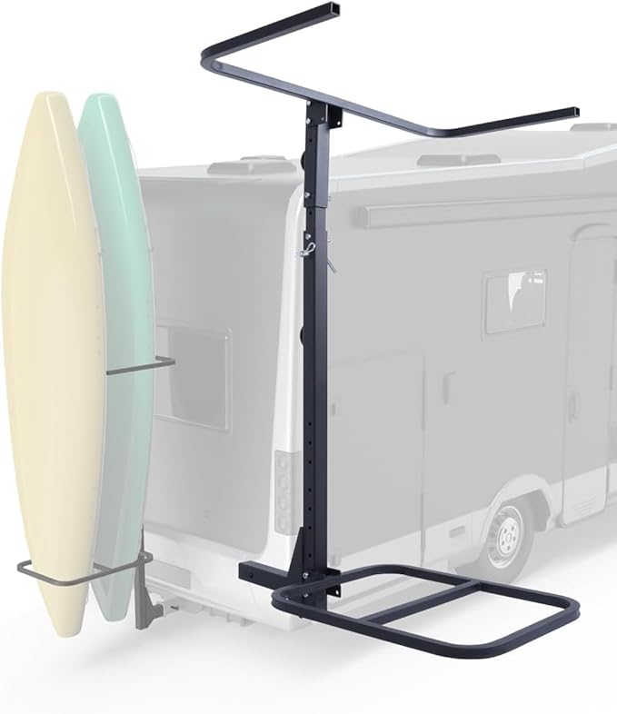 Upgraded RV Hitch Mount Kayak Rack Height Adjustable Vertical Kayak Carrier for RV, Truck, SUV Holds 2 Kayaks up to 12' & 150LBS & 2'' Hitch Receiver