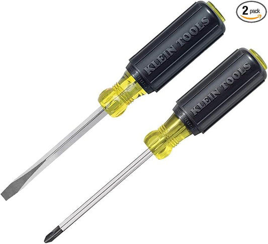 Klein Tools 85442 Klein Tools 85442 Screwdriver 2-Piece Set, Made in USA, 1/4 Keystone and #2 Phillips, Cushion Grip, Round and Square Shank, Heat Treated, Home Improvement