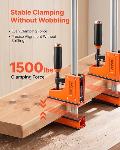 VEVOR Bar Clamps for Woodworking, 4-Pack, 36" Opening F Clamps, 1500 lbs Load Limit, Clamp/Spreader 2 Modes, Soft Rubber Pads, Ergonomic Handle, Carbon Steel Bar, for Wood Working and Metal Working