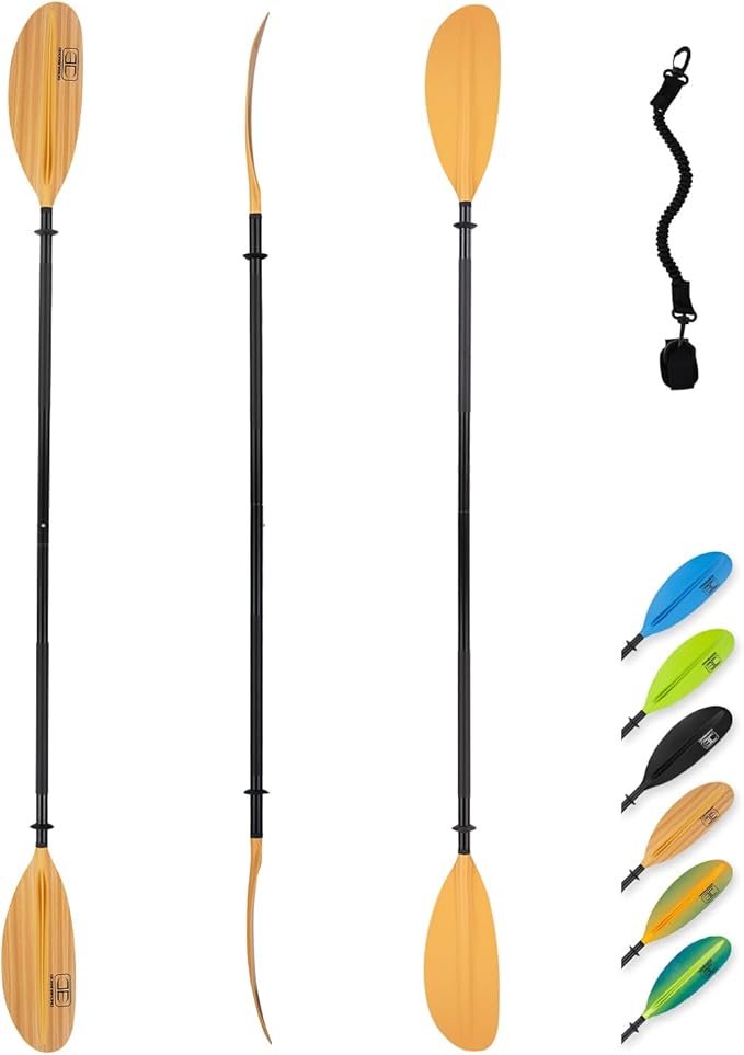 OCEANBROAD カヤックパドル 86インチ/218cm、90.5インチ/230cm、95インチ/241cm 合金シャフト カヤックボート カヌー用オール（パドルリーシュ付き）