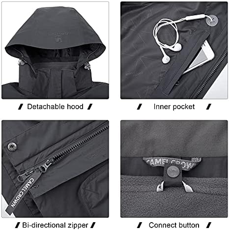 CAMEL CROWN Womens Waterproof Ski Jacket 3-in-1 Windbreaker Winter Coat Fleece Inner for Rain Snow Outdoor Hiking
