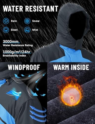 TACVASEN Men's Winter Skiing Jackets Waterproof Thermal Snowboard Coats
