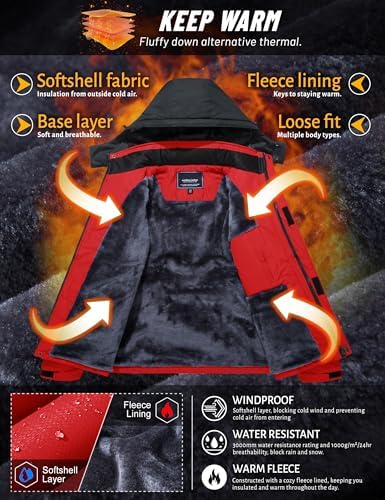 TACVASEN Men's Winter Skiing Jackets Waterproof Thermal Snowboard Coats