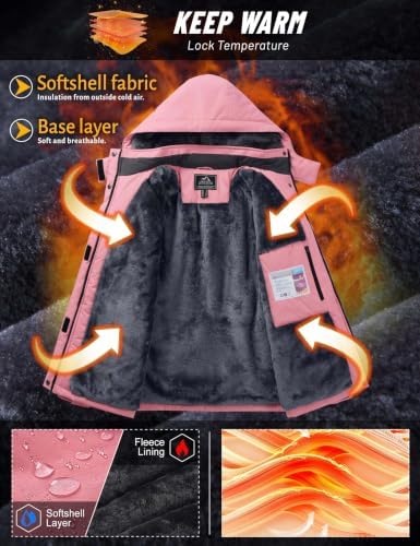 TACVASEN Women's Waterproof Winter Jacket Ski Hooded Insulated Jacket Fleece Warm Snow Outdoor Rain Windbreaker