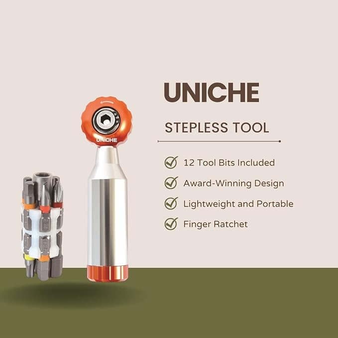 Stepless Bike Tool Kit with Finger Ratchet, 12 in 1 Bike Multitool, Portable and Compact Bicycle Repair Kit, Maintenance Tool For Bike, Motorcycle, Home, and DIY (Black)