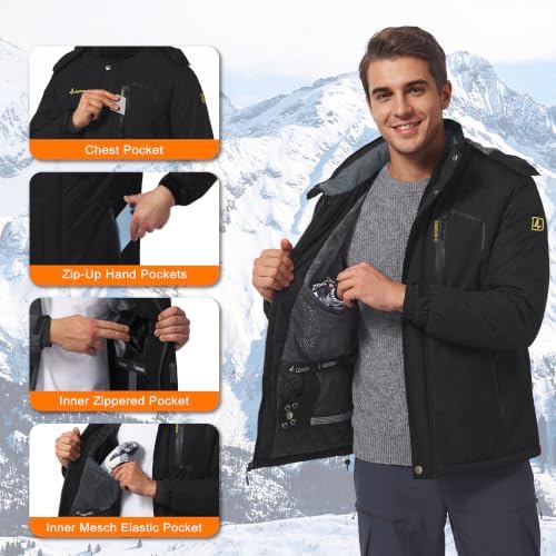 Mens Winter Jacket Ski Snow Waterproof Puffer Parka Coats