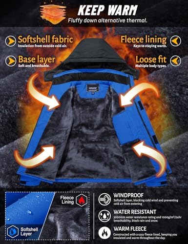 TACVASEN Men's Winter Skiing Jackets Waterproof Thermal Snowboard Coats