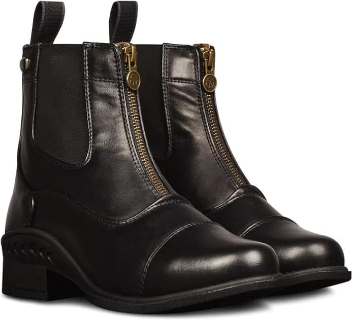 Ovation Women's Lightweight Stylish Equestrian Horse Riding Ankle Length Synthetic Vega Leather Quantum Zip Paddock Boots