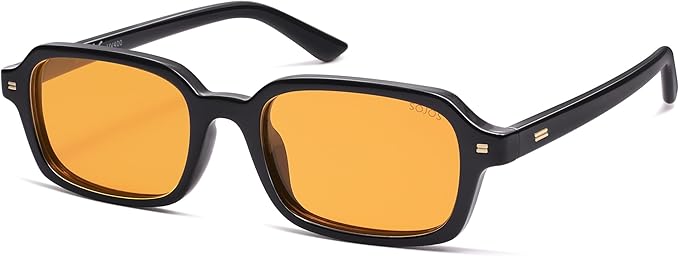 SOJOS Trendy Rectangle Polarized Sunglasses Womens Mens, Small Retro Fashion Thin Slim Square Sunnies SJ2610
