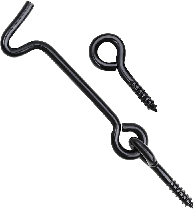 8 Pcs 2.5 inches Cabin Hook Eye Latch Gate Door Swivel Window Door Hook with Mounting Screws (Black, 2.5 inches)